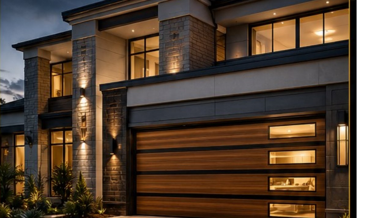 Premium designer garage door with modern architectural style