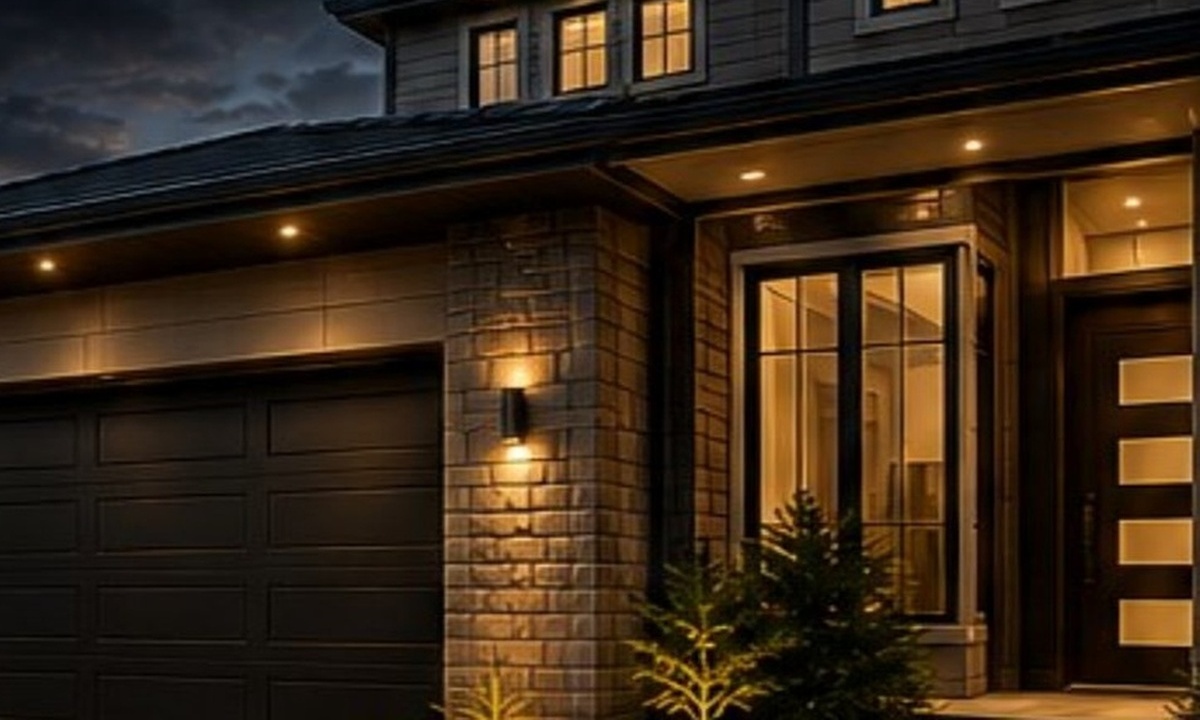 Premium garage door on a modern Arizona home